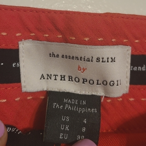 Anthropologie | Women's Red Essential Slim Pants With Side Buttons (US Size 4) - Picture 3 of 16
